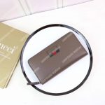 Gucci Leather Zip Around Wallet With Web Brown