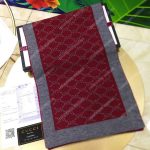 Gucci Monogram GG Wool Scarf Grey Red