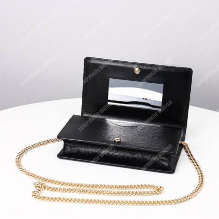 Gucci Leather Chain Card Case Wallet Black - Image 5