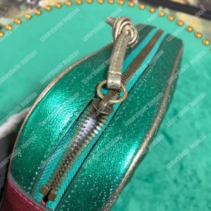 Gucci Laminated Leather Small Shoulder Bag Red/Green - Image 6