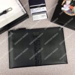 Prada Saffiano And Crocodile Leather Pouch Black