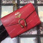 Gucci Calfskin Garden Dionysus Chain Wallet Red with Bat
