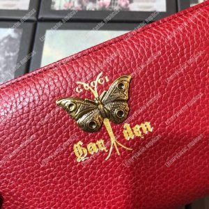 Gucci Garden Leather Zip Around Wallet Red with Butterfly - Image 7