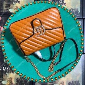 Gucci GG Marmont Small Top Handle Bag Cognac Matelassé - Image 3