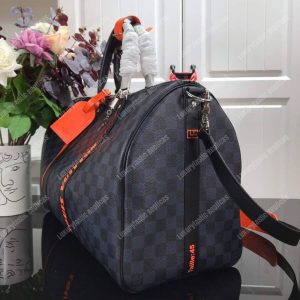 LV Keepall Bandoulière 45 Race Damier Cobalt Canvas - Image 3