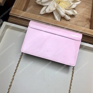 LV Cherrywood Chain Wallet patent calf leather with Monogram canvas in Rose Ballerine Pink - Image 6