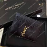 Saint Laurent Monogram Card Case Glitter Black
