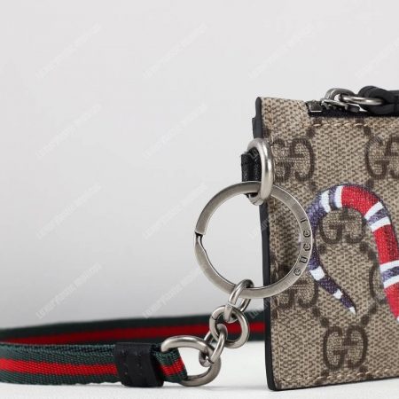 Gucci Kingsnake Print GG Supreme Card Case Keychain Strap - Image 7