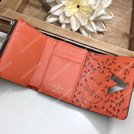 LV Twist Compact Wallet Catogram Dogs and Cats Brown Orange - Image 6