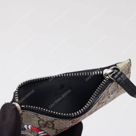 Gucci Kingsnake Print GG Supreme Card Case Keychain Strap - Image 9