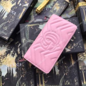 Gucci GG Marmont Zip Around Wallet Chevron Pink - Image 9