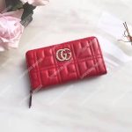 Gucci GG Marmont Zip Around Wallet Hibiscus Red
