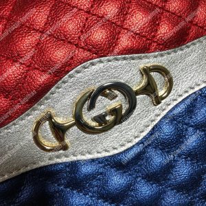 Gucci Laminated Leather Small Shoulder Bag Blue/Red - Image 9