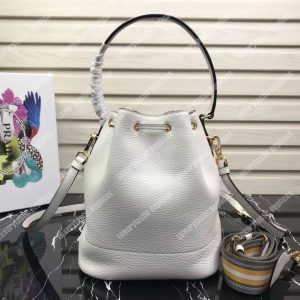 Prada Leather Bucket Bag White - Image 7
