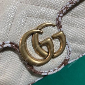 Gucci GG Marmont Matelassé Super Mini Bag Cream Snakeskin Trim - Image 4