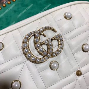 Gucci GG Marmont Small Matelassé Shoulder Bag With Pearls White - Image 4