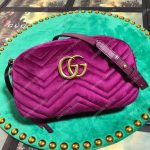 Gucci GG Marmont Velvet Small Shoulder Bag Fuchsia