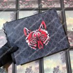 Gucci GG Supreme Pouch with Wolf