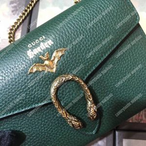 Gucci Calfskin Garden Dionysus Chain Wallet Green with Bat - Image 8