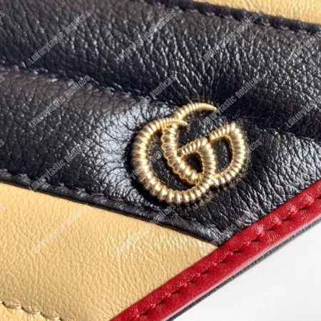Gucci GG Marmont Card Case Wallet Black Beige - Image 3