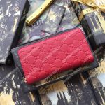 Gucci Signature Zip Around Leather Wallet Red