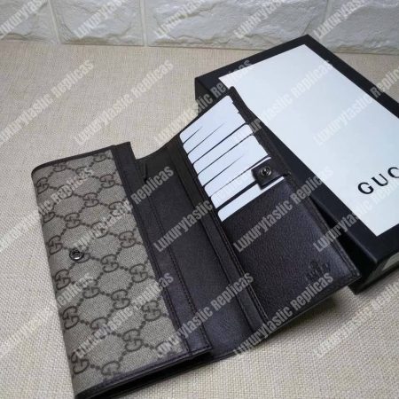 Gucci GG Supreme Continental Wallet Web Grey - Image 4