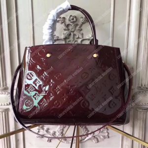 LV Montaigne MM Tote Bag Monogram Vernis Amarante - Image 9