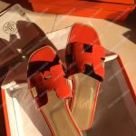 Hermes Oran Sandal Patent Leather Orange