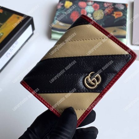 Gucci GG Marmont Card Case Wallet Black Beige - Image 4