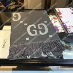 Gucci GG Jacquard Wool Silk Scarf Grey