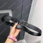 Hermes Officier Belt Buckle Reversible Leather Strap Black