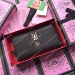 Gucci Leather Zip Around Wallet With Bosco In Black