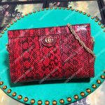 Gucci Ophidia Small Snakeskin Shoulder Bag Hibiscus Red