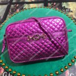 Gucci Laminated Leather Small Shoulder Bag Purple