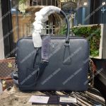 Prada Leather Briefcase Navy Blue