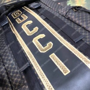 Gucci Dapper Dan Backpack With Gold GG Pattern - Image 5