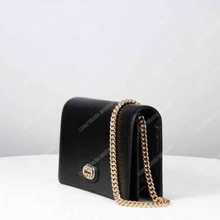 Gucci Leather Chain Card Case Wallet Black - Image 4