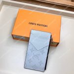 LV Coin Card Holder K45 Taiga Monogram White