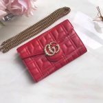 Gucci GG Marmont Leather Mini Chain Bag Hibiscus Red