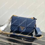 Prada Diagramme Medium Leather Bag Dark Blue