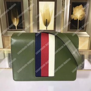 Gucci GG Marmont Stylish Striped Canvas Bag Green - Image 8