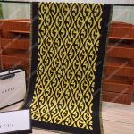 Gucci G Rhombus Lamé Wool Jacquard Stole Yellow Black