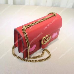 Gucci GG Marmont Leather Shoulder Bag Hearts Red - Image 7