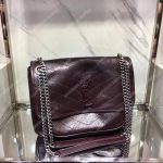 Saint Laurent Niki Medium Bag In Crinkled Vintage Leather Prunia