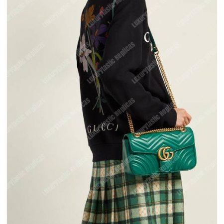 Gucci GG Marmont Medium Matelasse Shoulder Bag Emerald Green - Image 8