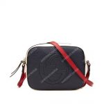 Gucci Soho Small Leather Disco Bag Navy/White