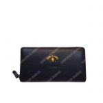 Gucci Bee Embroidered Zip Around Wallet Black