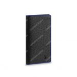 LV Brazza Wallet Taiga Leather Blue Trim