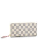 LV Clemence Wallet Damier Azur Canvas Rose Ballerine