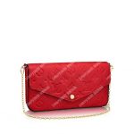 LV Pochette Felicie Bag Monogram Leather Cerise